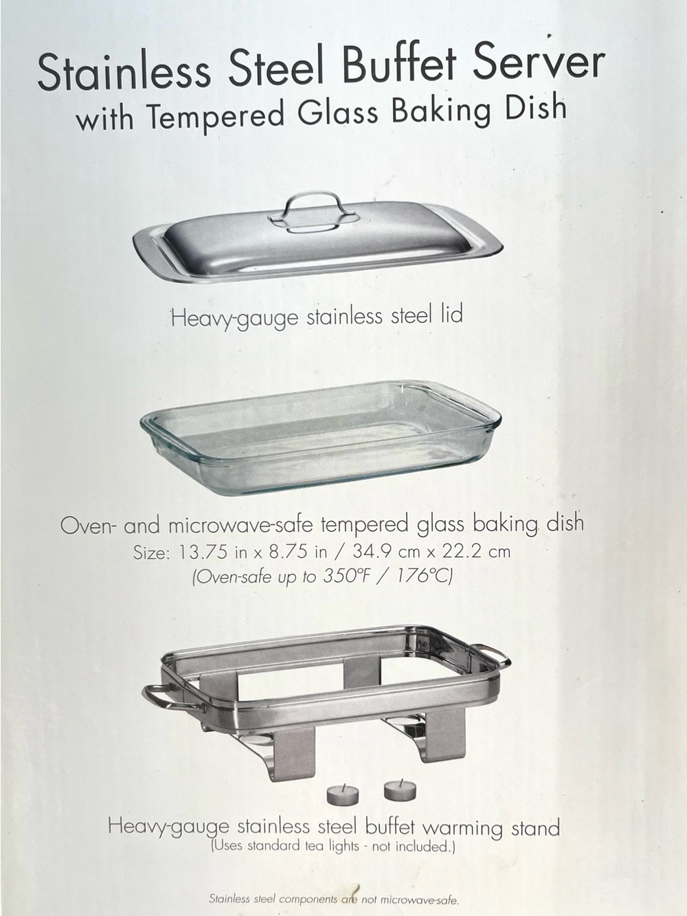 Tramontina Gourmet Stainless Steel Buffet Server with Glass Baking Dish - Silver - Picture 6 of 8